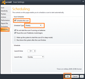 cara membuat jadwal scan virus otomatis di Avast Interent Security 7