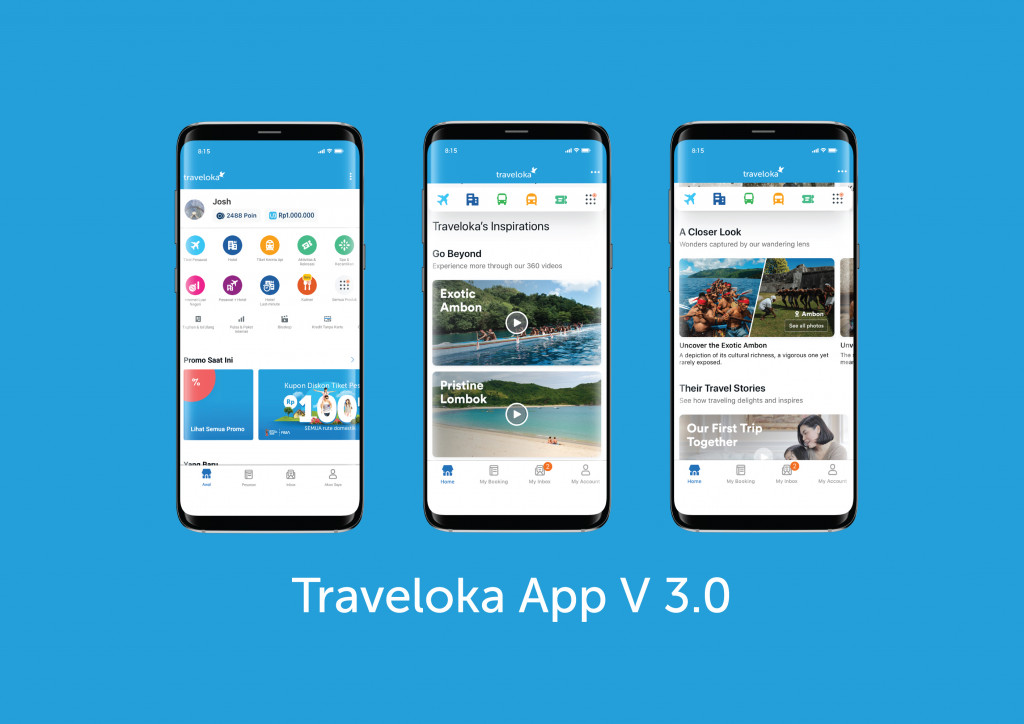 Tampilan terbaru aplikasi Traveloka versi 3.0 / Traveloka