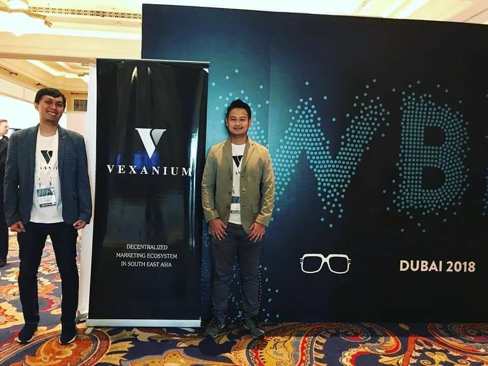 Danny Baskara and team when promoting Vexanium in Dubai's blockchain event / Vexanium