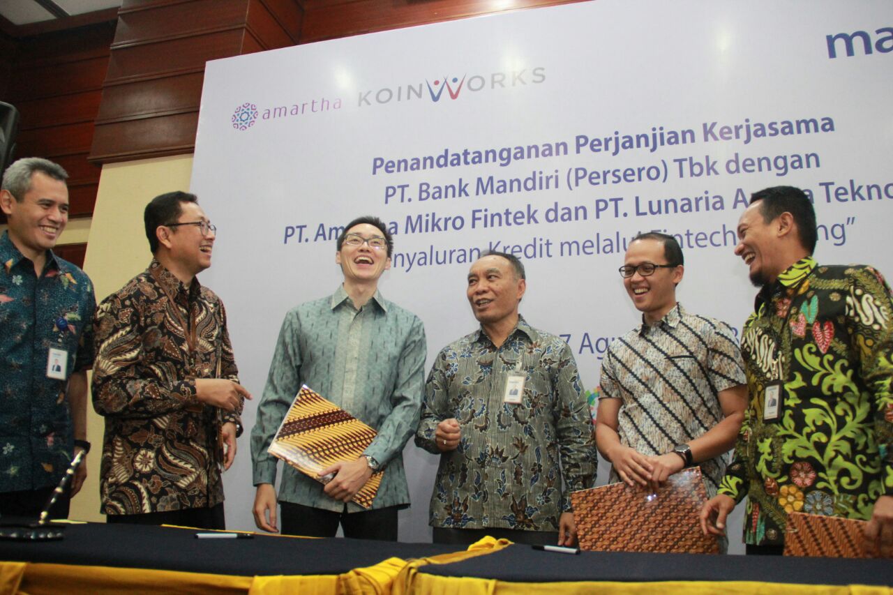 Peresmian kerja sama antara Bank Mandiri dengan Amartha dan KoinWorks / Bank Mandiri