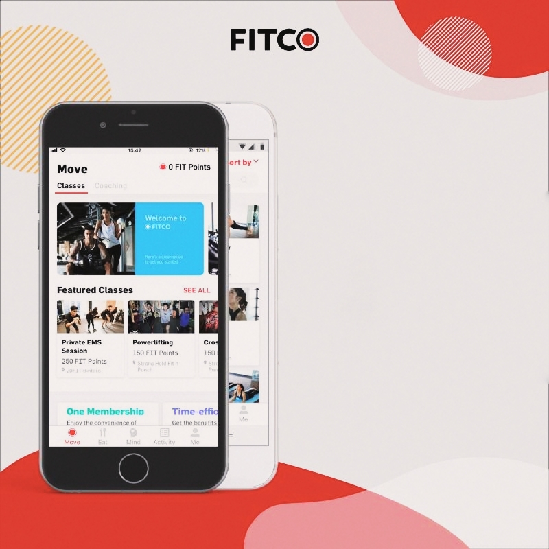 Fokus pertama aplikasi Fitco di segmen "move", memudahkan reservasi olahraga dan mempertemukan "personal coach" dan klien