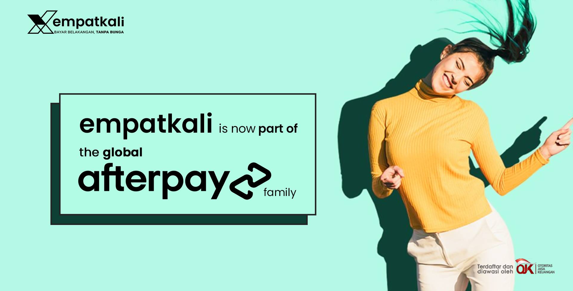 Startup fintech paylater EmpatKali resmi diakuisisi sepenuhnya oleh pemain sejenis dari Australia Afterpay dengan nilai transaksi dirahasiakan