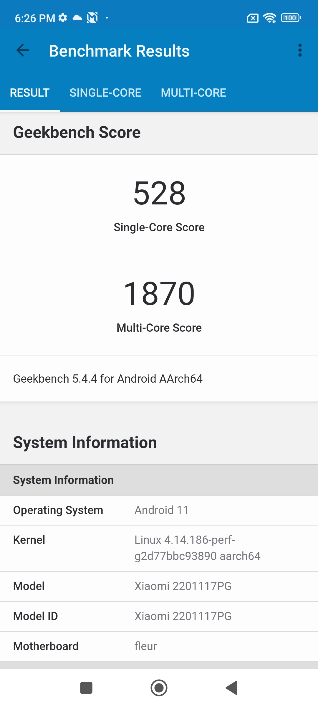 Geekbench Poco M4 Pro