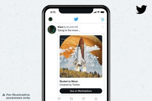 Tampilan fitur NFT Tweet Tiles di Twitter