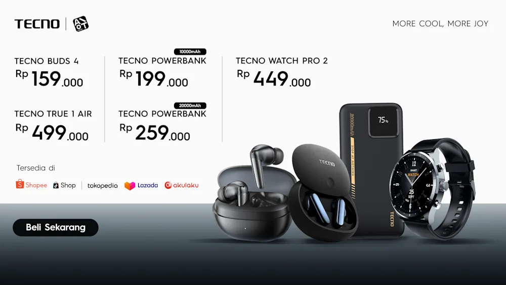 TECNO Perluas Portofolio AIoT: Smartwatch, TWS, dan Powerbank Terbaru Hadir di Indonesia