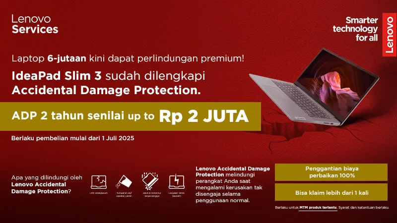 Laptop Pelajar Terbaik Lenovo IdeaPad Slim 3 kini dilengkapi Accidental Damage Protection
