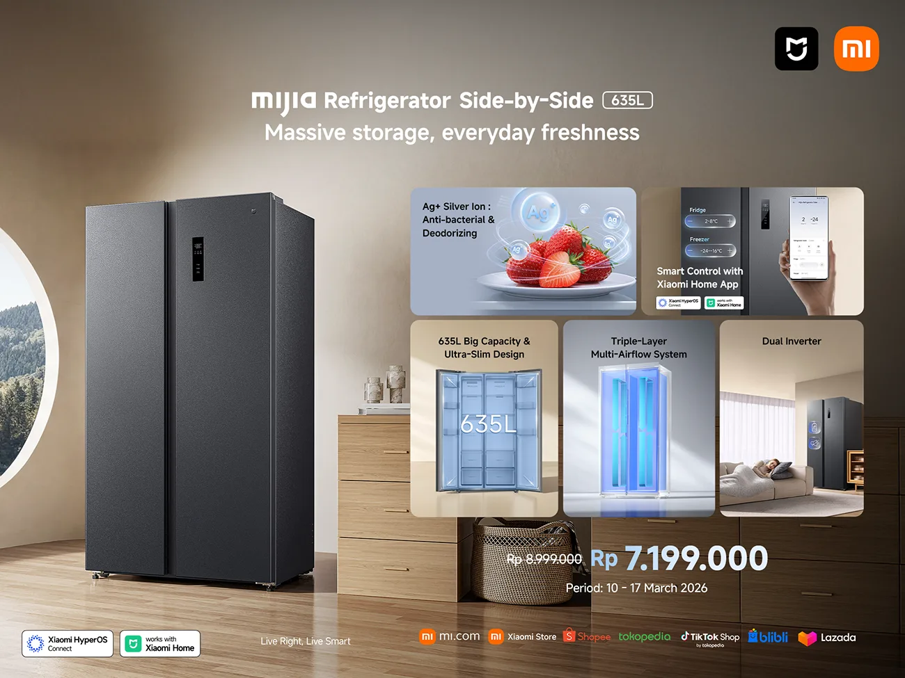 Value dan Ketersediaan Mijia Refrigerator Side-by-Side